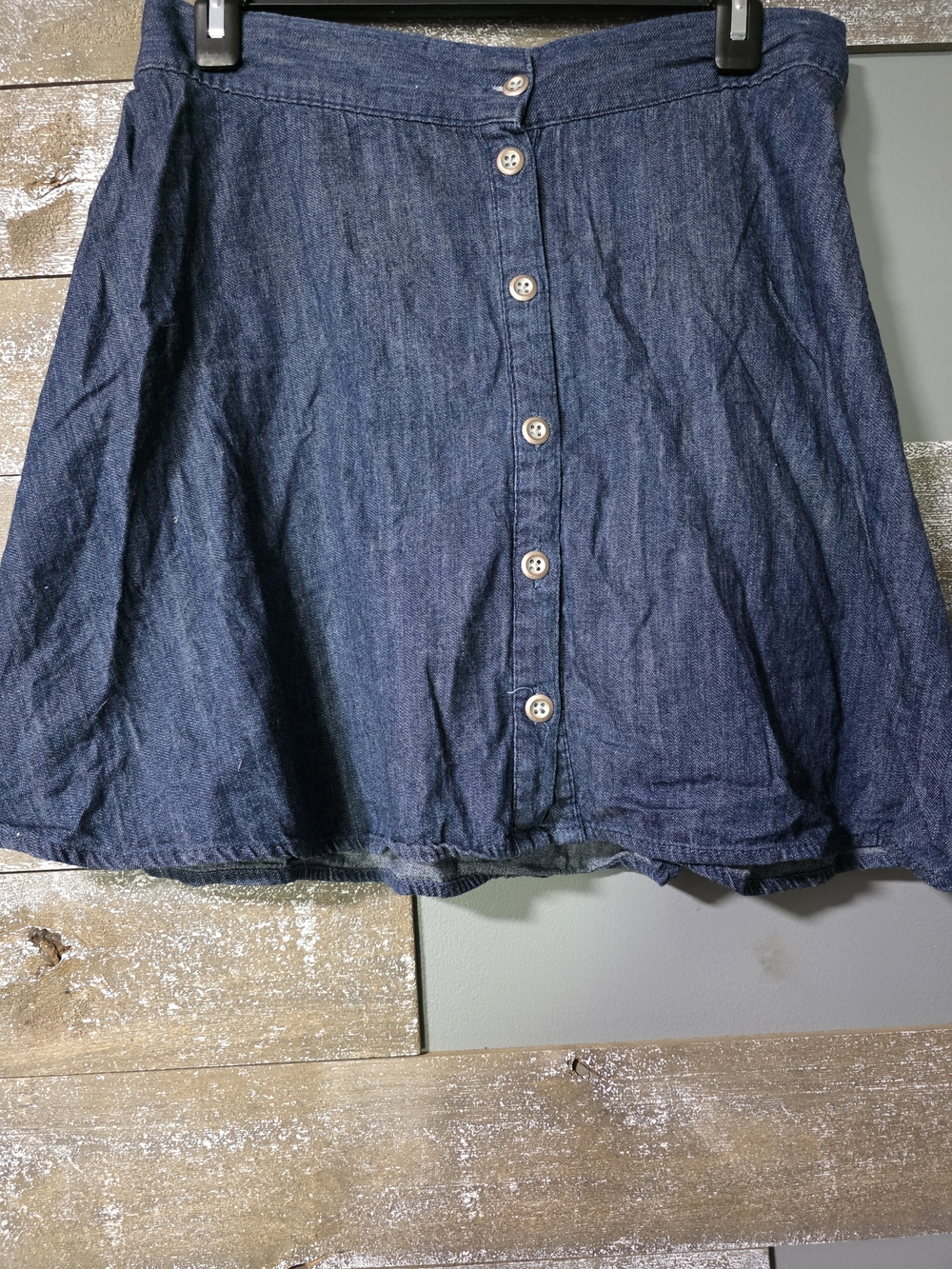Merona Dark Blue Denim Button-Front Skater Skirt